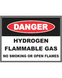 Hydrogen Flammable Gas No Smoking Or Open Flames Sign