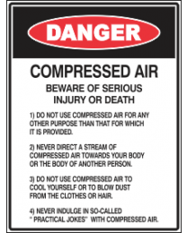 Compressed Air  Beware Of Serious Injury Or Death Sign