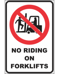 No Riding On Forklifts Sign