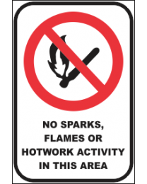 No Sparks, Flames Or Hotwork Activity In This Area Sign