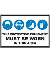 These Protective Equipments Must Be Worn In This Area Sign