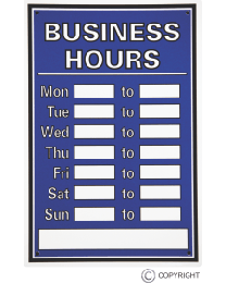 Business Hours Plastic Sign