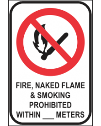 Fire,Naked Flame & Smoking Prohibited Within__Meters Sign