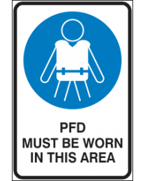 PFD Must be Worn in This Area Sign