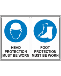 Head Protection Must be Worn -Foot Protection Must be Worn Sign