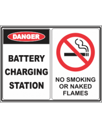 Battery Charging Station-No Smoking or Naked Flames Sign