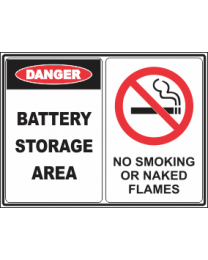Battery Storage Area-No Smoking or Naked Flames Sign