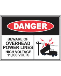 Beware Of Overhead Powerlines Sign