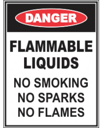 Flammable Liquids NO Smoking No Flames No Sparks Sign