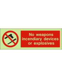No Weapons Incendiary Devices Or Explosives IMO Sign