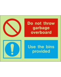 Do Not Through Garbage Overboard sign