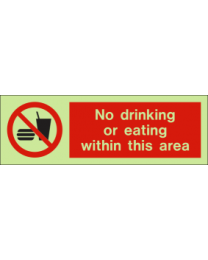 No Drinking or Eating Within This Area IMO Sign