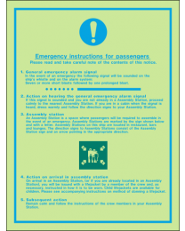 Emergency instructions for passengers Sign