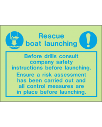 Rescue boat launching sign