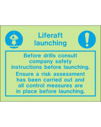 Liferaft launching Sign