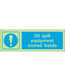 Oil spill equipment stored inside sign