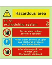 Hazardous area FE 13 extinguishing system Sign
