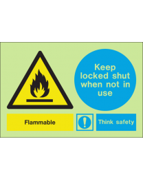 Flammable keep locked shut when not in use sign