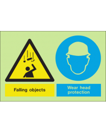 Falling objects wear head protection sign