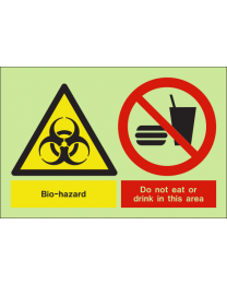 Bio-hazard do not eat or drink in this area sign