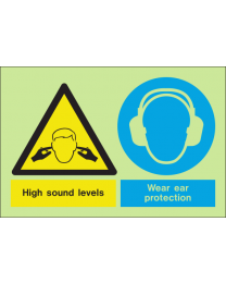 High sound levels wear ear protection sign
