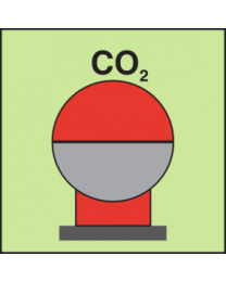 Fixed fire-extinguishing bottle placed in protected area-CO2 sign