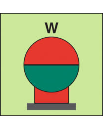 Fixed fire-extinguishing bottle placed in protected area-water sign